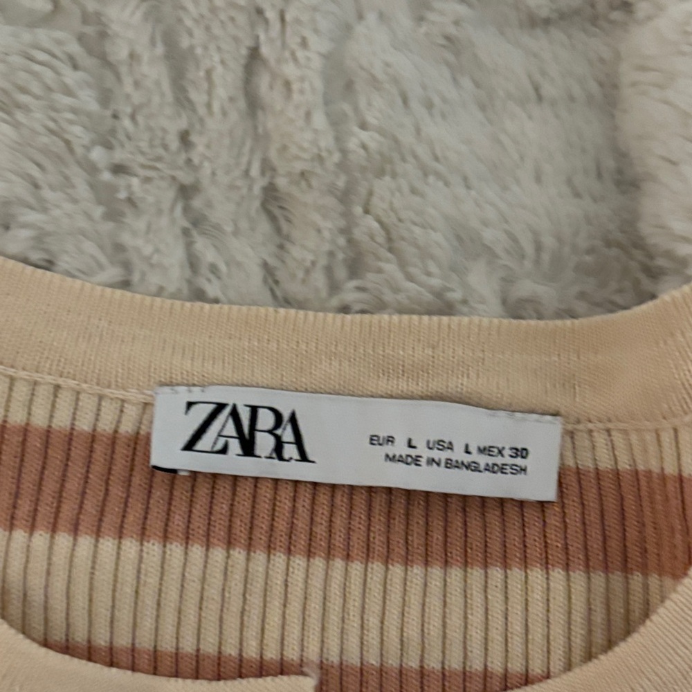 Zara Cream and Tan Striped Cardigan - Picture 5 of 8